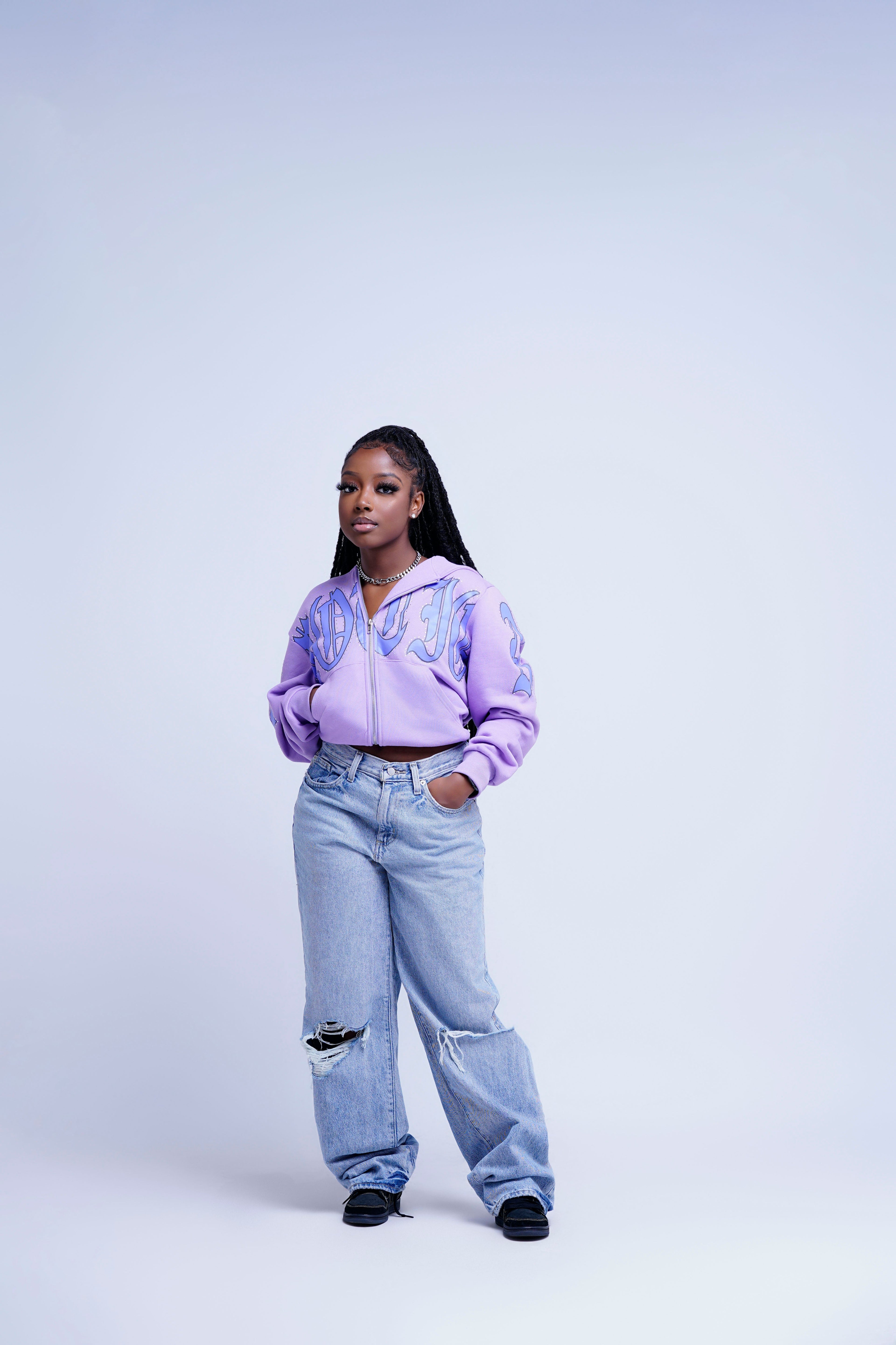 Purple “Signature” Rhinestone Hoodie