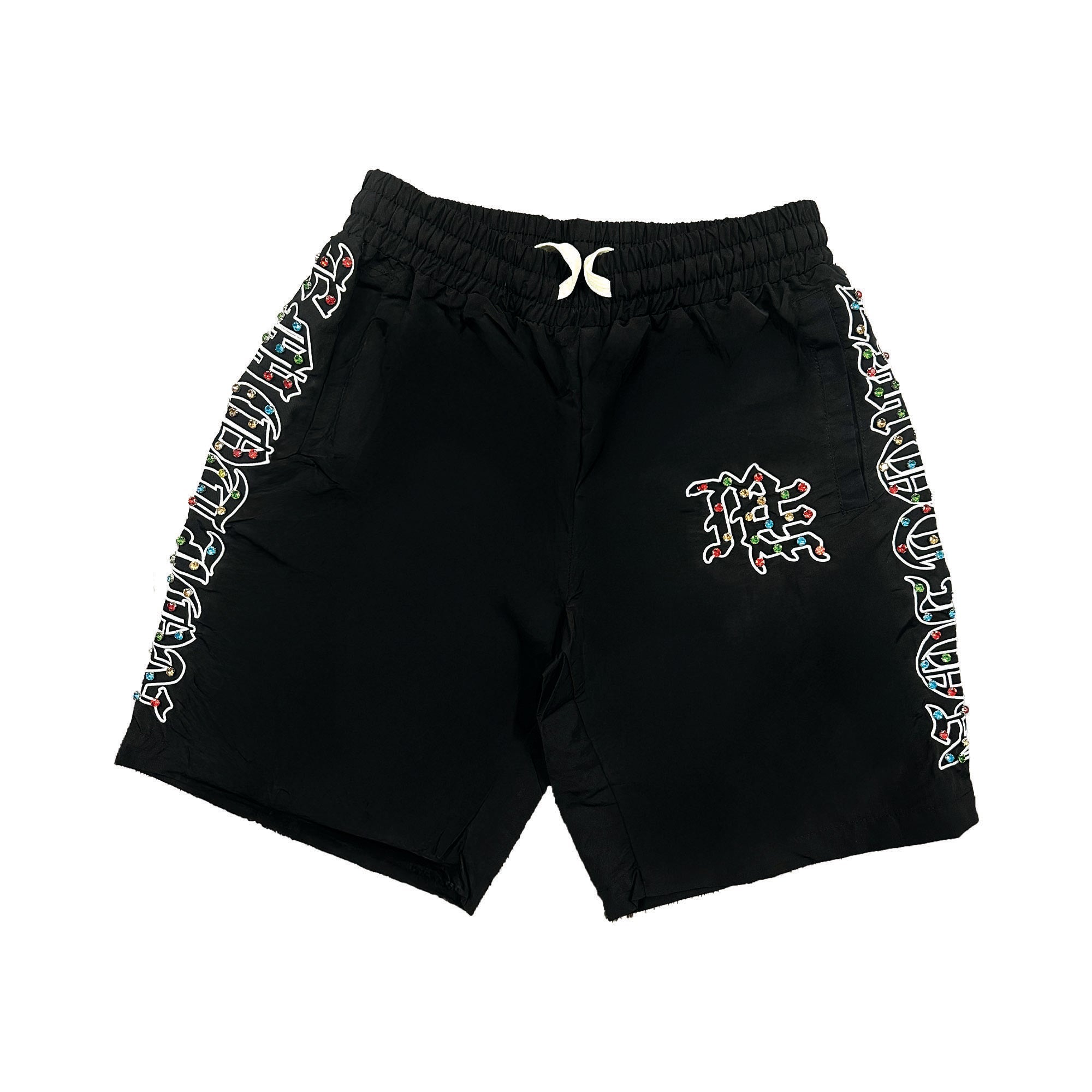 “Me” Nylon Rhinestone Shorts