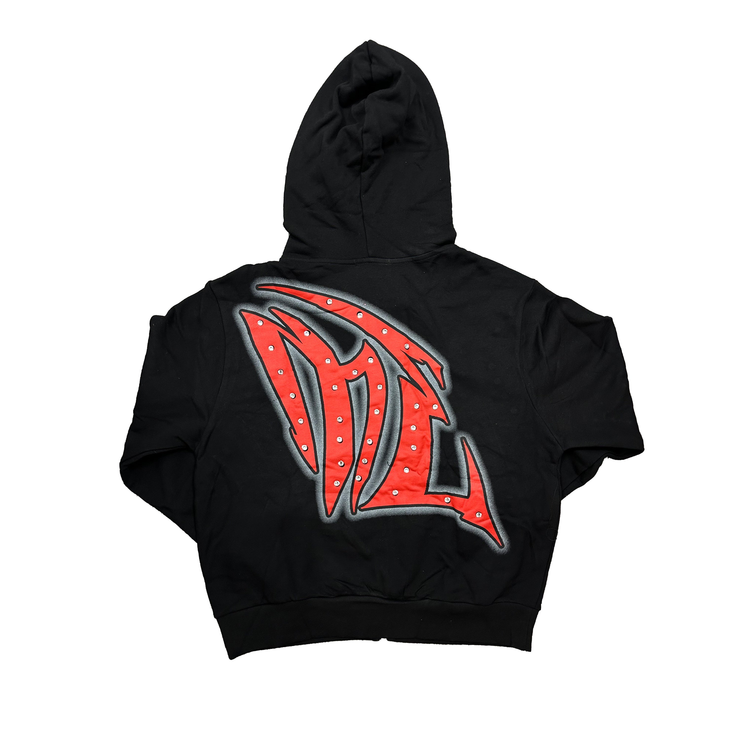 Black “Graffiti" Rhinestone Hoodie