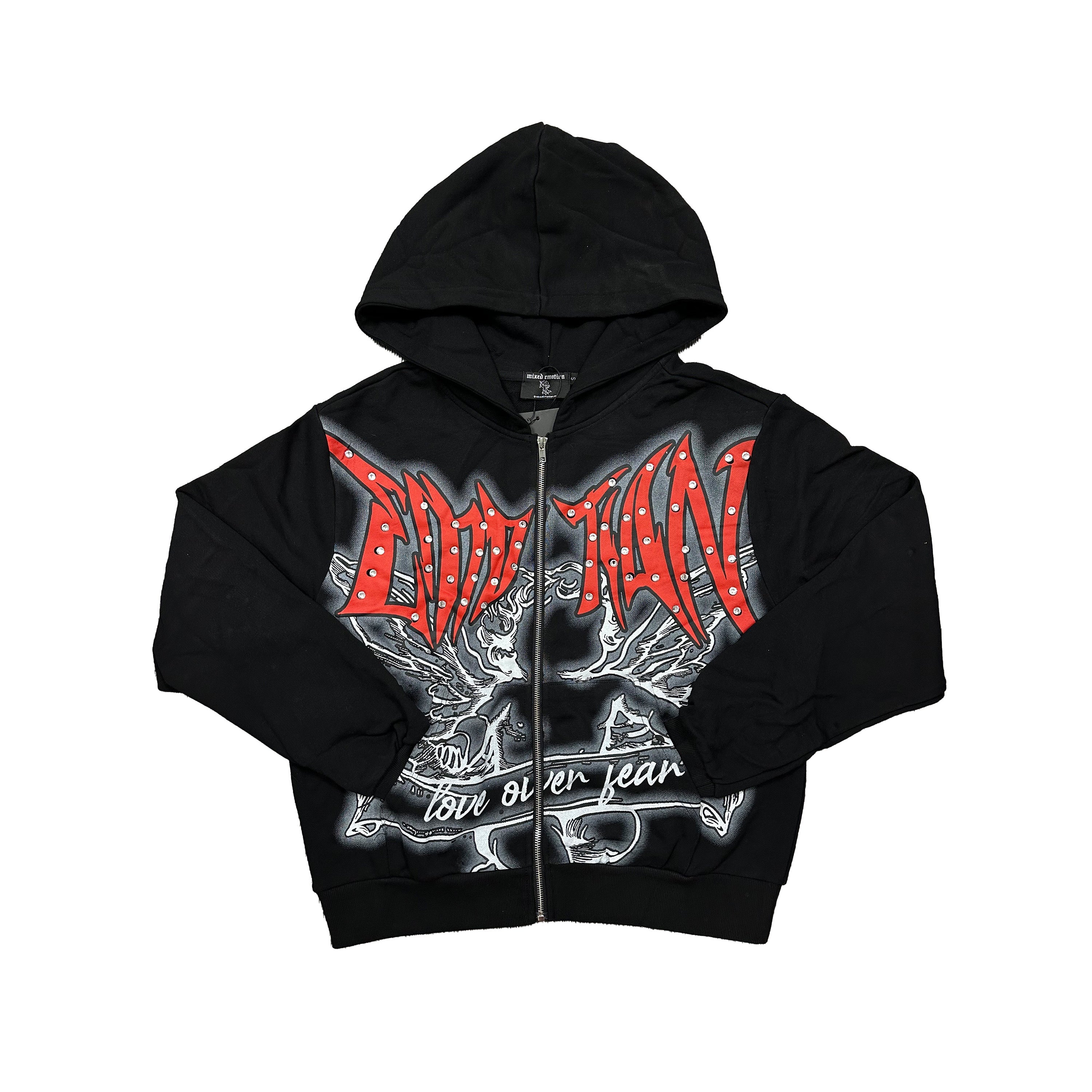 Black “Graffiti" Rhinestone Hoodie