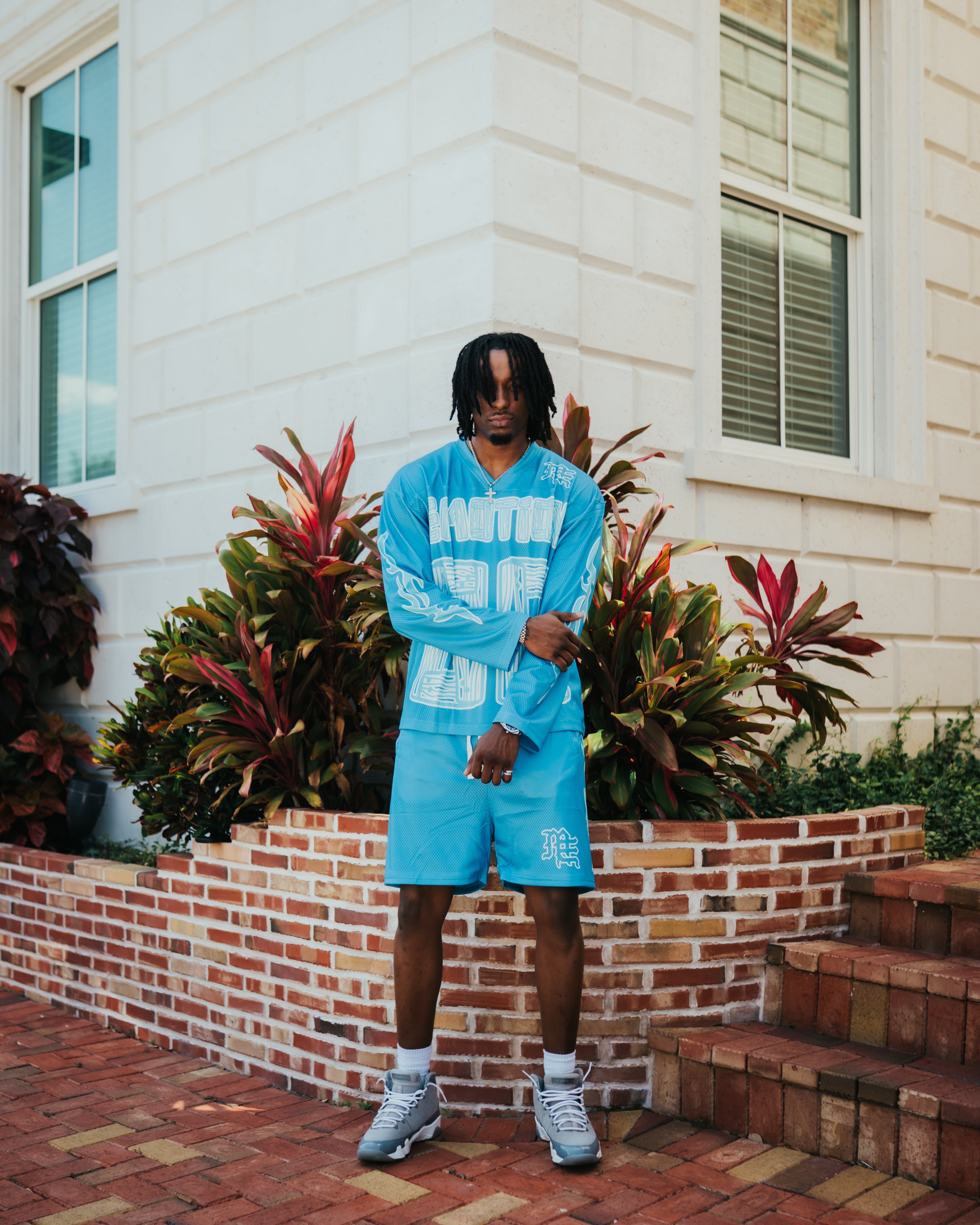 Blue “Lightning” shorts