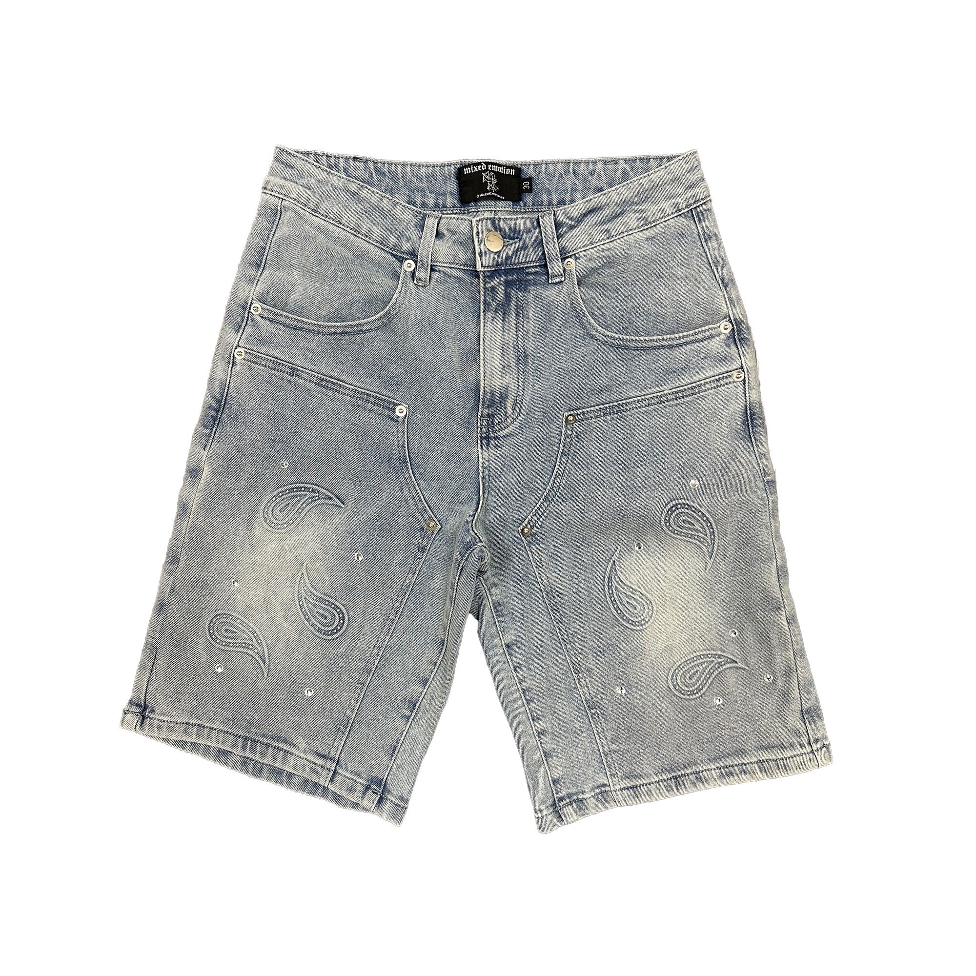 ‘Paisley’ Denim Blue Shorts