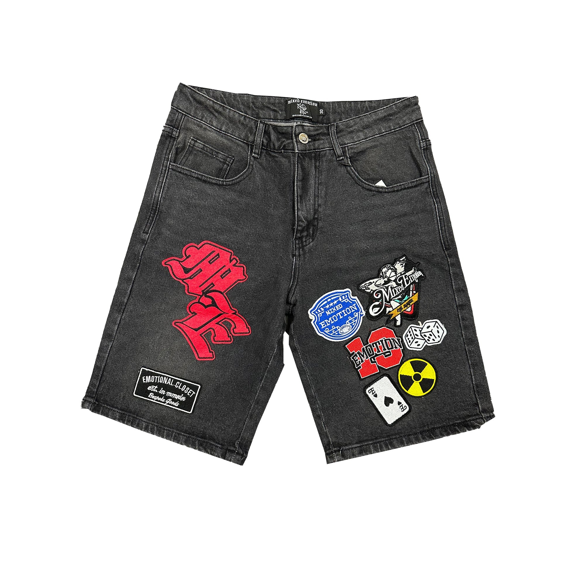 ‘Danger’ Patch Denim Shorts