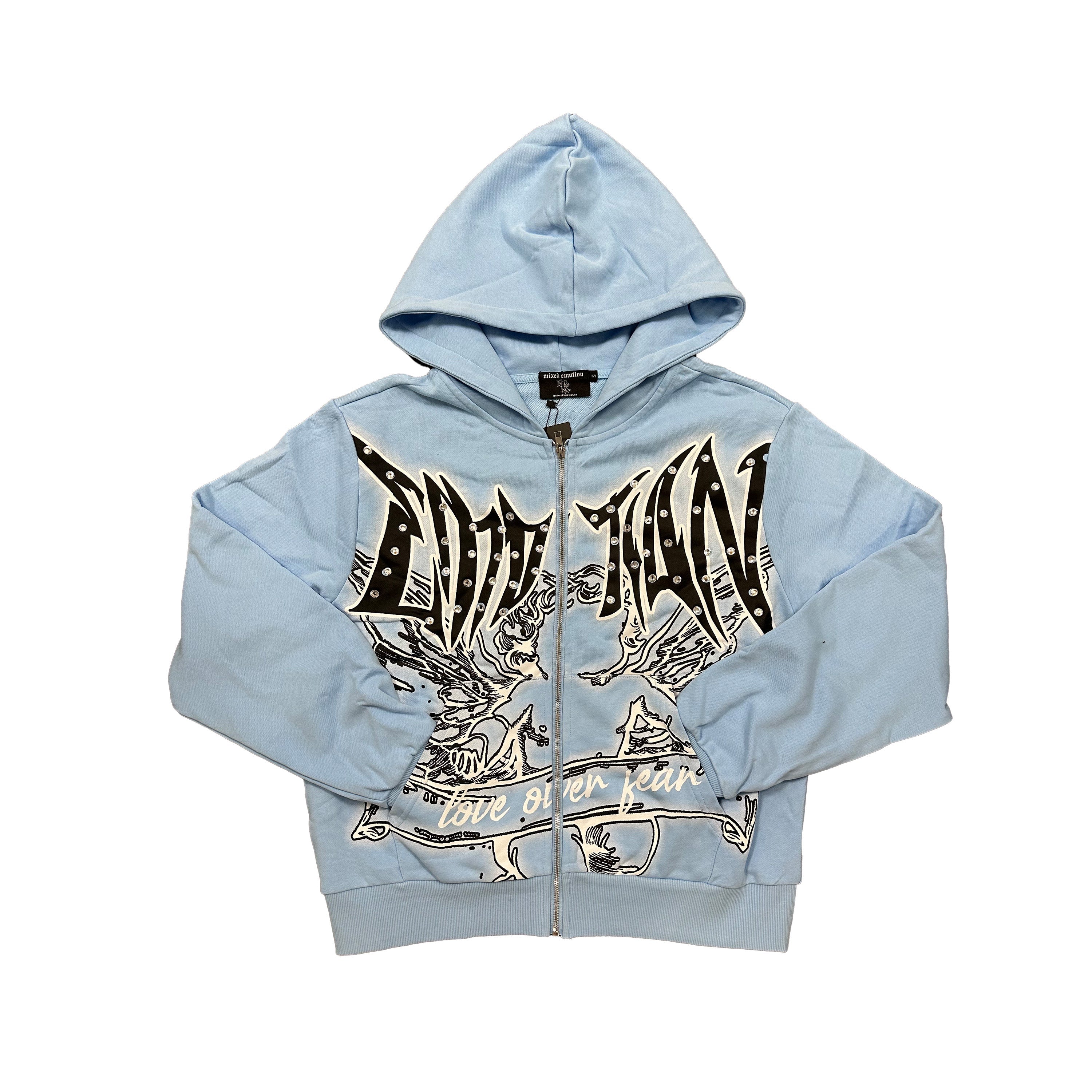 Blue “Graffiti” Rhinestone Hoodie
