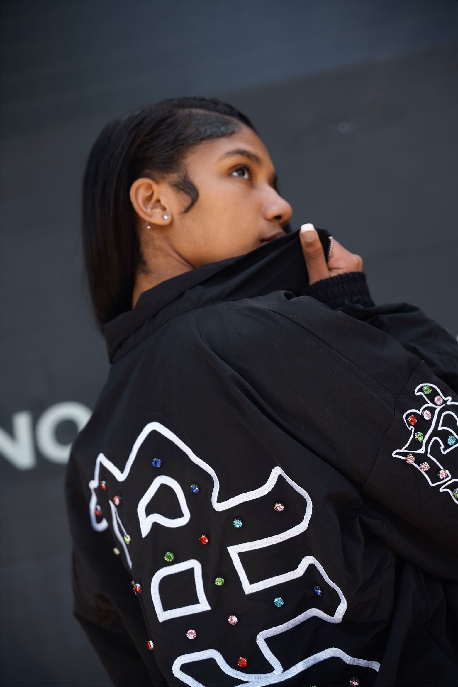 “ME” Rhinestone Nylon Jacket