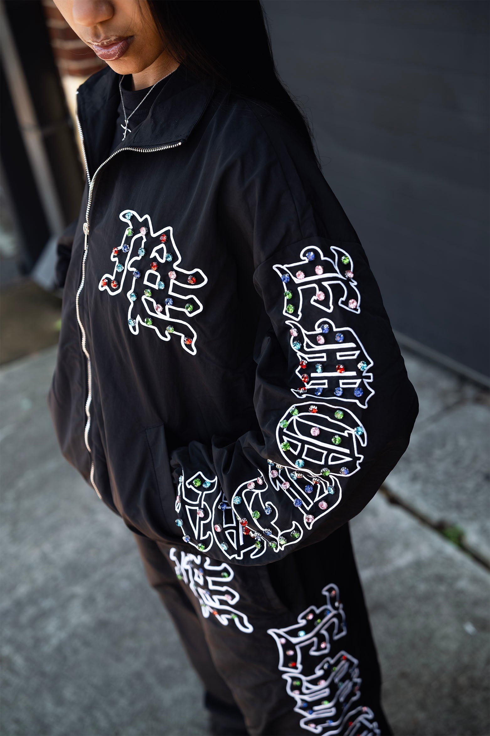 “ME” Rhinestone Nylon Jacket