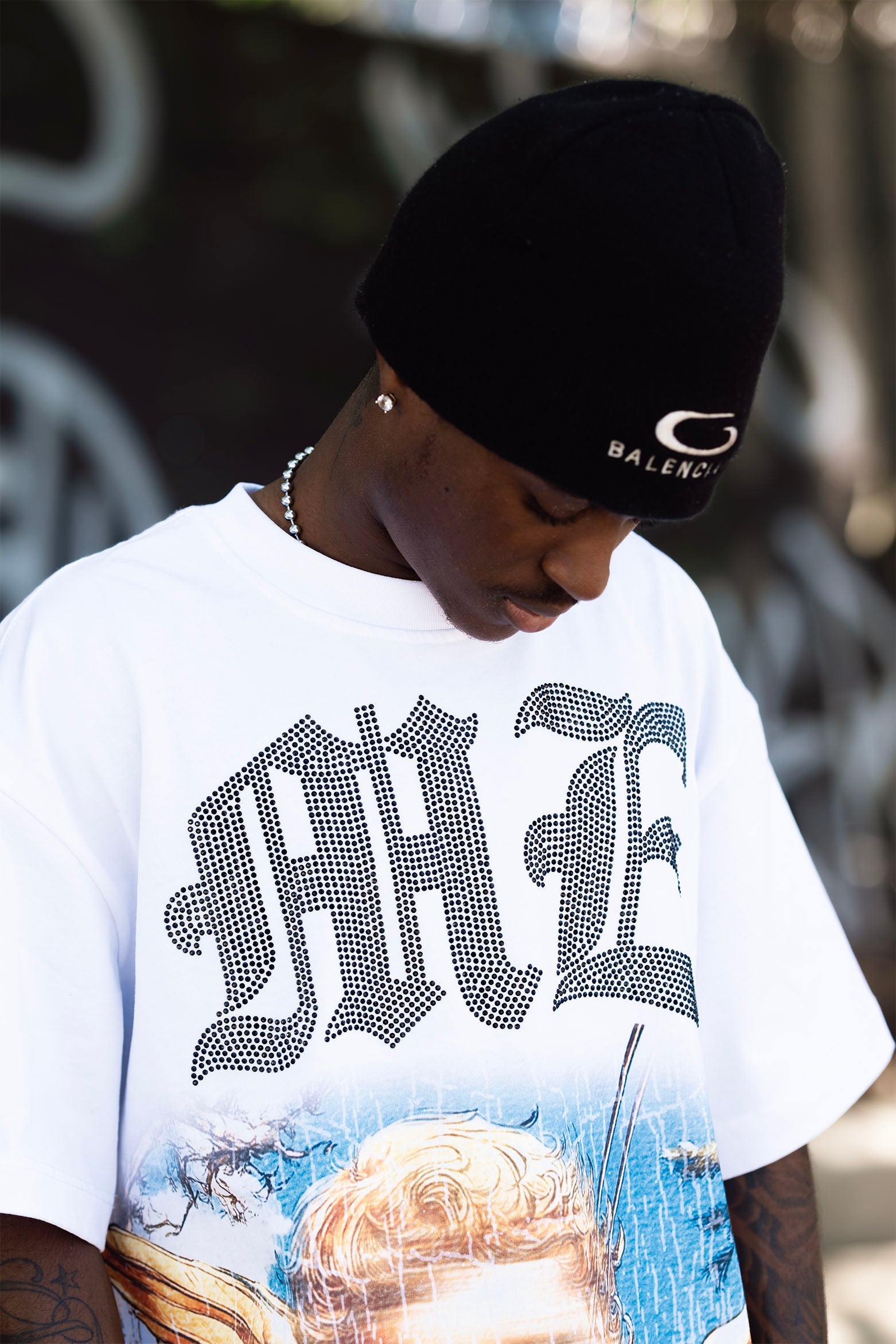 White “Angel” Rhinestone Tee