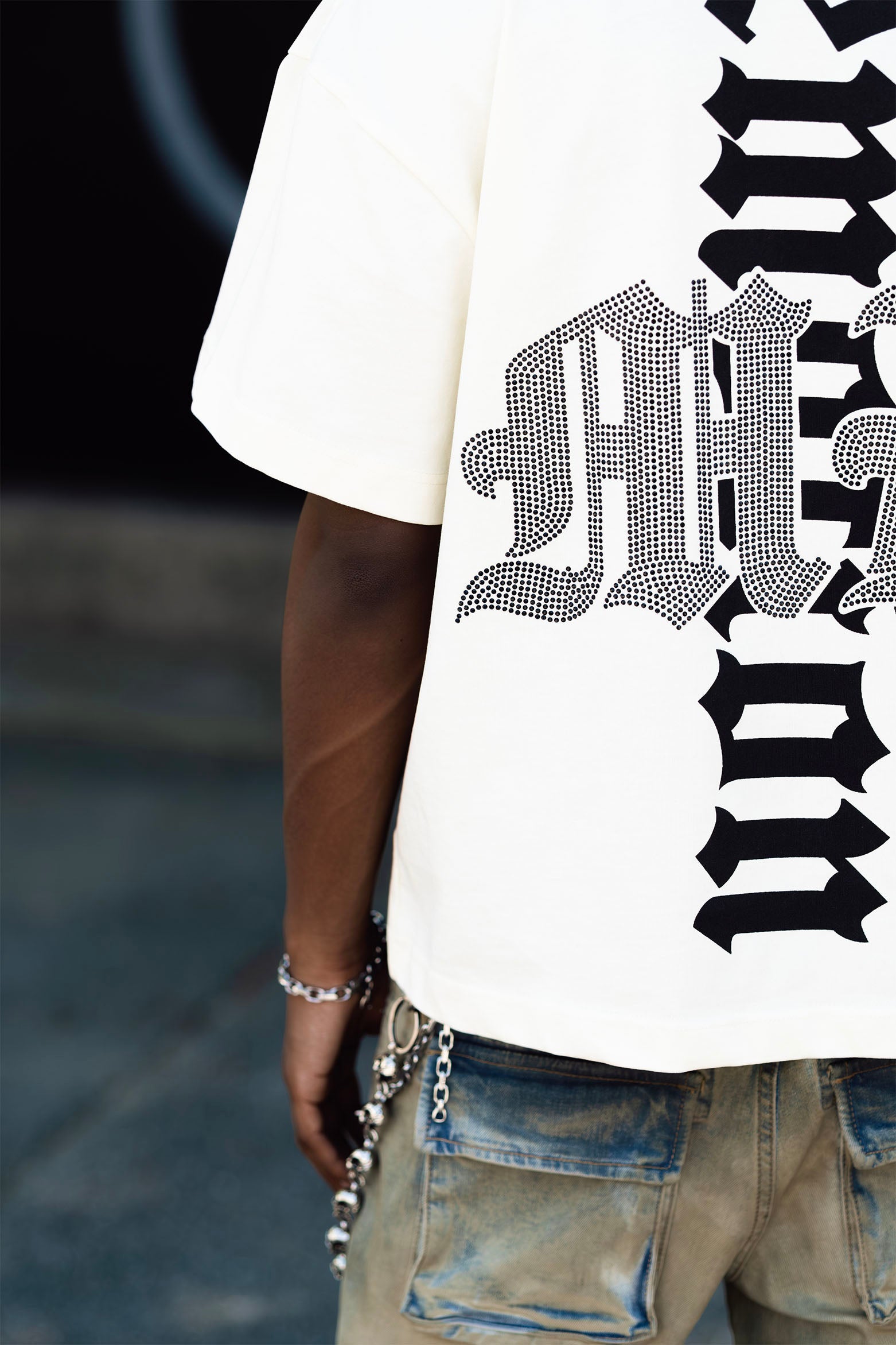 Cream “Beach” Rhinestone Tee